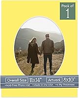 Vista 4 de CountryArtHouse Marco ovalado de 11 x 14 pulgadas, sin ácido, con núcleo blanco, corte biselado para fotos de 8 x 10 pulgadas, se adapta a marcos