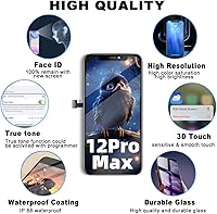 Vista 4 de Kit de reemplazo de pantalla para iPhone 12 Pro Max de 6.7 pulgadas, pantalla LCD Full HD con digitalizador de pantalla táctil 3D Touch, ensamblaje