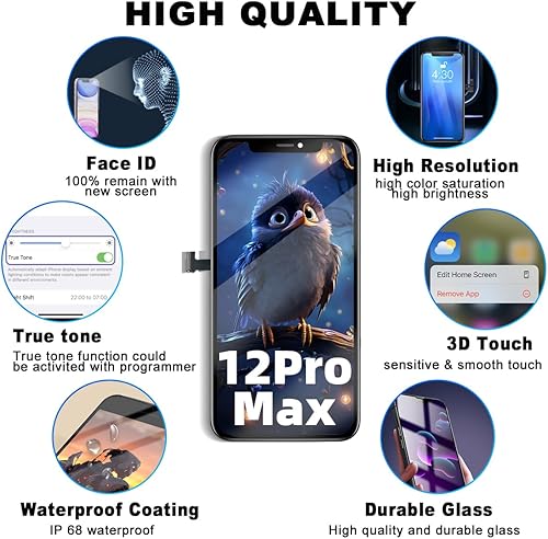 Miniatura 4 de Kit de reemplazo de pantalla para iPhone 12 Pro Max de 6.7 pulgadas, pantalla LCD Full HD 3D, digitalizador de pantalla táctil completa +