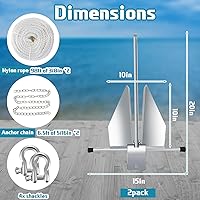 Vista 5 de Lounsweer Juego de 2 juegos de anclaje de barco galvanizado portátil con cadena de anclaje, cuerda de anclaje y grilletes para barcos de diferentes