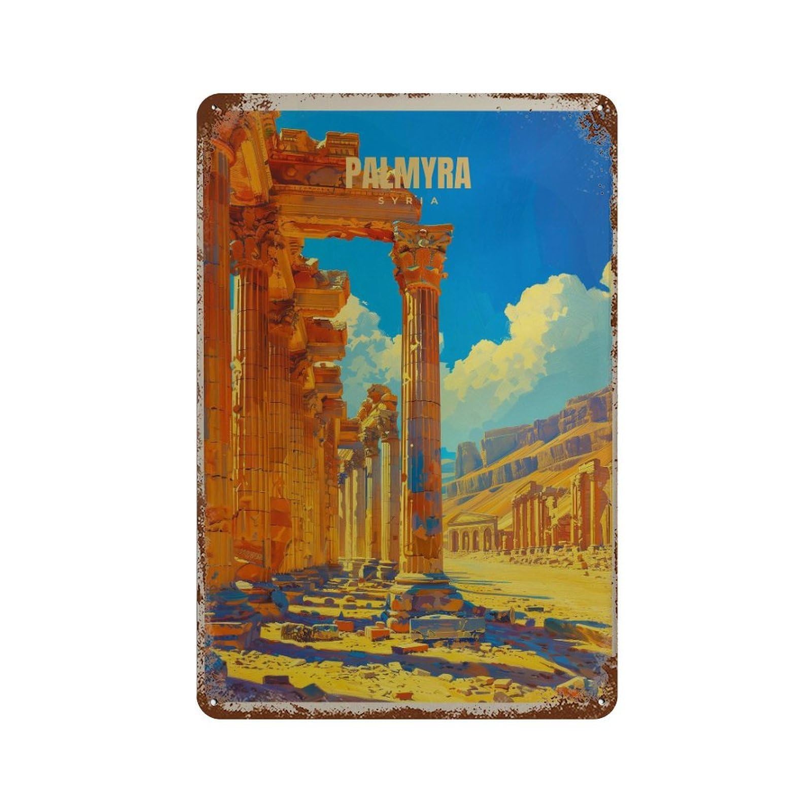 xiaoxiaoshen Palmyra Syria Travel Ancient Temple Wall Decor Art Metal Tin Poster Modern Home Decor Art Home Bar Shop Decorations Vintage Sign 30x20cm