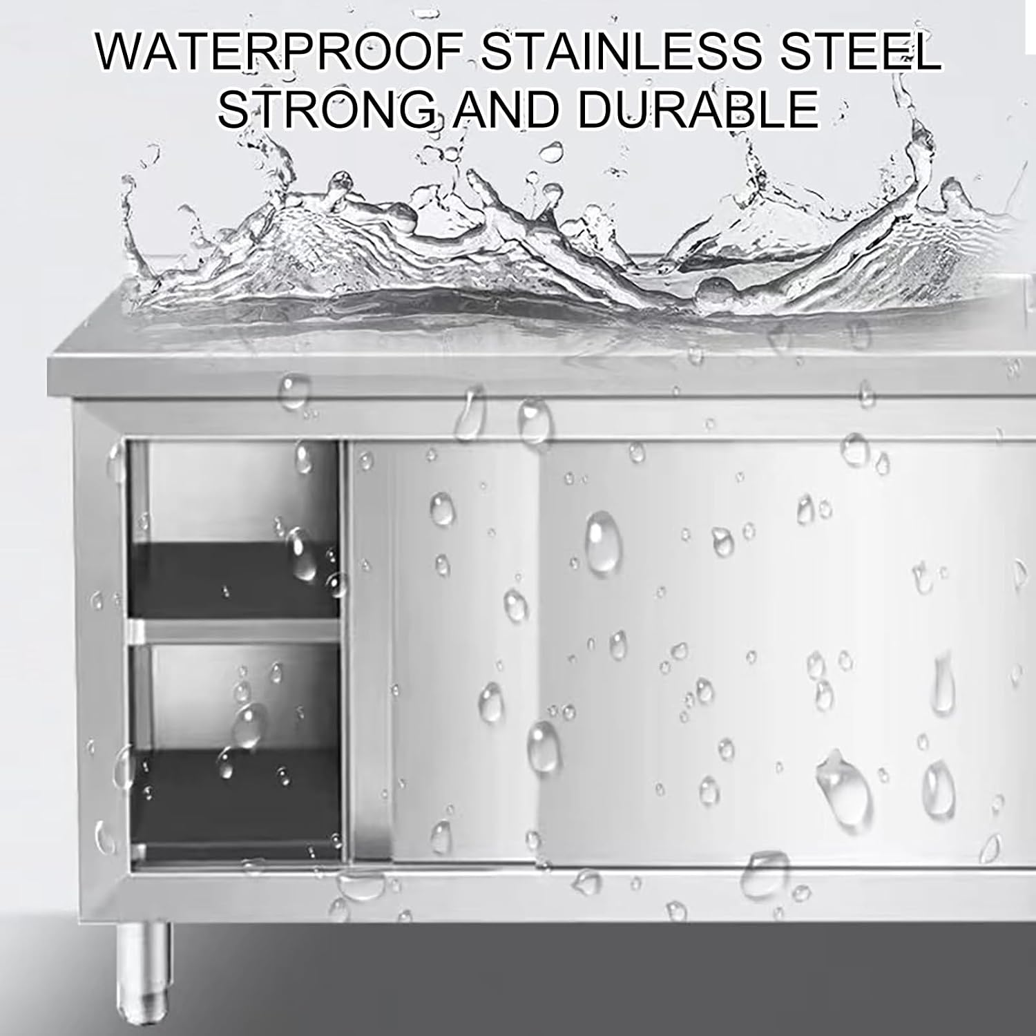 Kitchen Prep Table, Adjustable Stainless Steel Work Table, 2 Shelves Metal Table Prep Table, with Undershelf and Legs, for Restaurant Home Outdoor, Load Up to 250Kg(80 * 60cm/31.4 * 23.6")