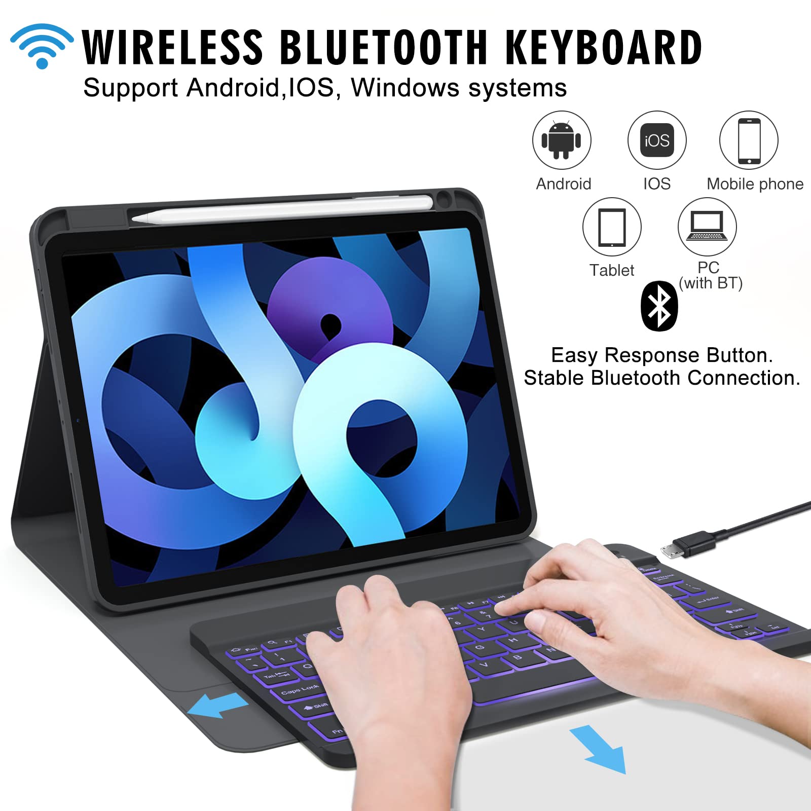 iPad Keyboard Case Air 4th Generation, iPad Pro 11 1st/2nd/3rd Gen 2018