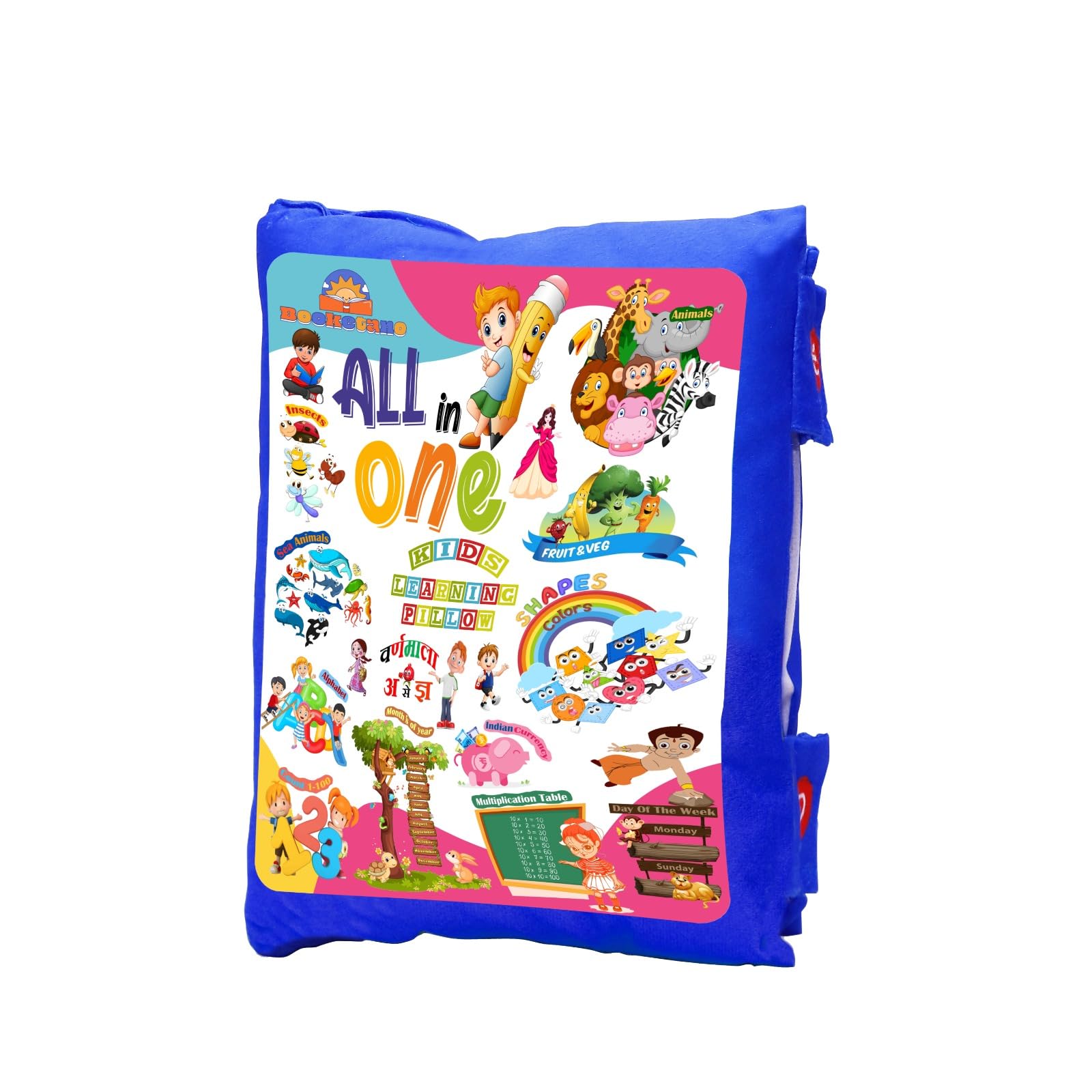 BOOKETANO 14 Side Learning Pillow Book for Kids, Sitting Washable Kids Sleeping Educational Pillow with Fun Purpose_Blue (B0CB1CHGVY) Amazon Price History, Amazon Price Tracker
