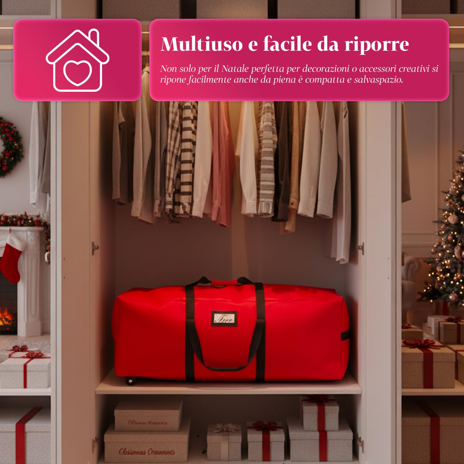 Avilia – Contenitore Porta Albero di Natale con Ruote, Manici Rinforzati e Zip Impermeabile, Ideale per Custodia e Trasporto Alberi fino a 240 cm, Realizzato in Tessuto Oxford Resistente 600D