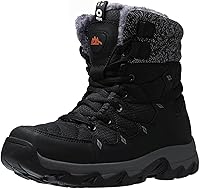 TrailBlitz Men's Water Resistant Snow Boots - Fleece-Lined, Non-Slip, Lightweight Warm Winter Hiking Shoes 7.1" Height