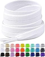 PERMIUMSHOELACES Tight Weave Flat Shoelaces 28 Colors 5/16" Wide for Sneakers - 2 Pairs Durable Anti-Loose Laces