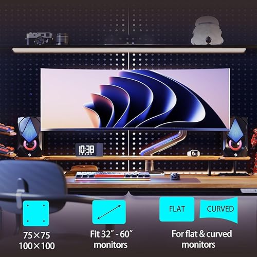 Miniatura 2 de NB - Brazo de monitor para juegos o para pantalla de 32 a 60 pulgadas, carga de hasta 44.1 lbs, VESA 75100, RGB-Light, resistente, ajustable