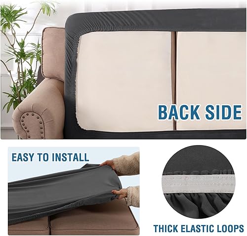 Miniatura 7 de H.VERSAILTEX Fundas de cojín de vellón para sofá, fundas elásticas para sofá de 3 plazas, fundas gruesas y suaves, lavables (funda de cojín de 3