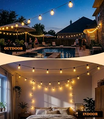 String Outdoor Festoon Garden Lights - G40 65.5Ft 20M LED Light Mains Powered with Remote Control Dimmable Timer Waterproof Shatterproof Bulb Hanging Outside Lighting for Gazebo Balcony Patio Pergola [Energy Class E]