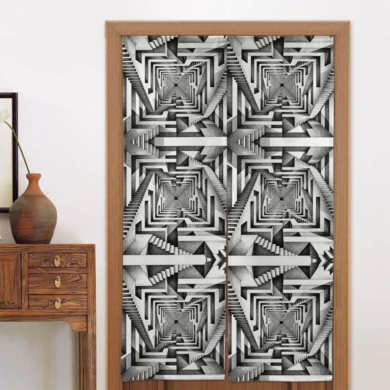 CNTDBU maze Door Curtain 34x56 Inch-Room Divider Panel for Privacy, Entryway Screen for Kitchen Bedroom