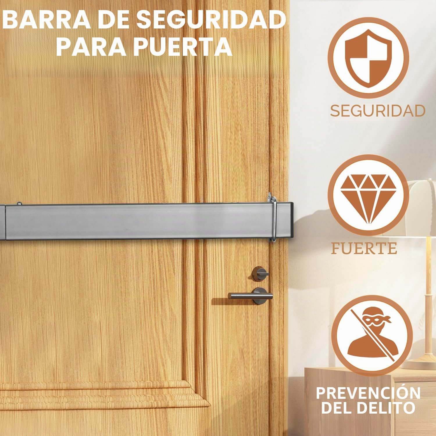 Kit de soportes de barricada de barra de seguridad para puerta, tope de puerta, dispositivos de seguridad de defensa del hogar para puerta delantera | Se adapta a puertas interiores/puertas delanteras, dispositivos de seguridad resistentes para apartament