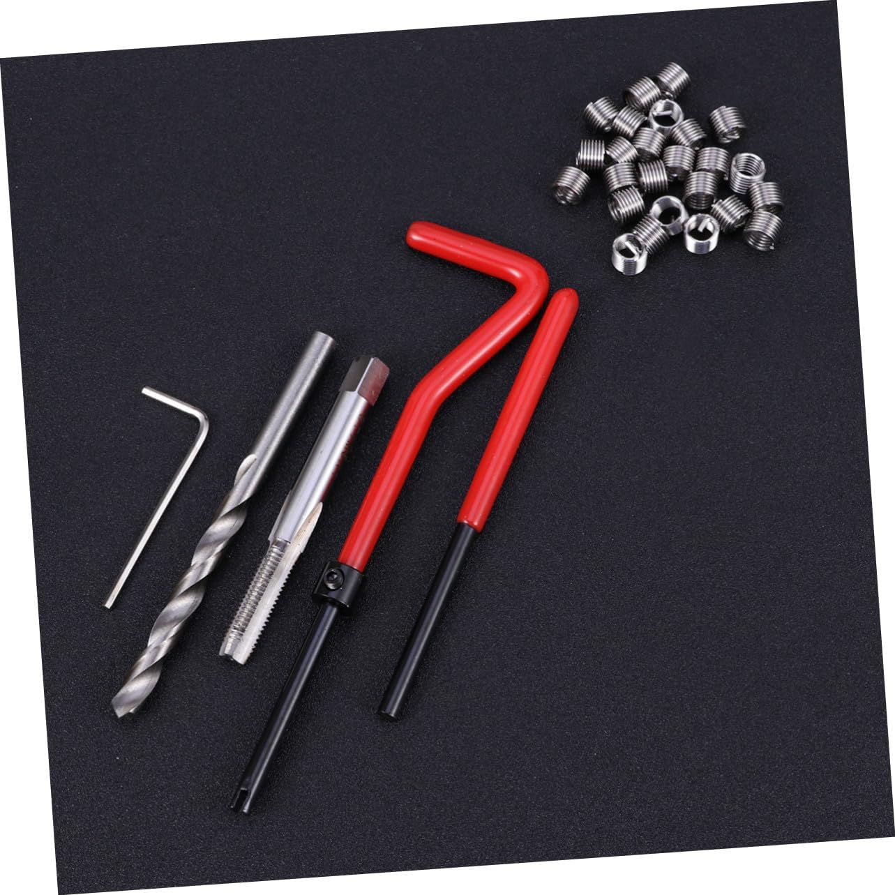 30 Pcs Helicoil Thread Repair Kit for Automotive Engine Repair Metric Wire Thread Inserts with Drill Bits and Installation Tools Restores Damaged Steel