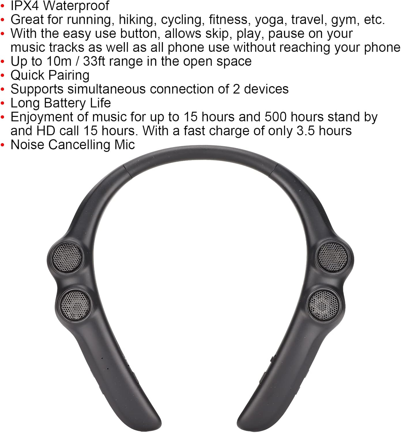 SUNGOOYUE Wireless Neckband Headset, Bluetooth 5.3 with Noise Cancelling Mic IPX4 15H Playtime for Sports Gym Running Cycling