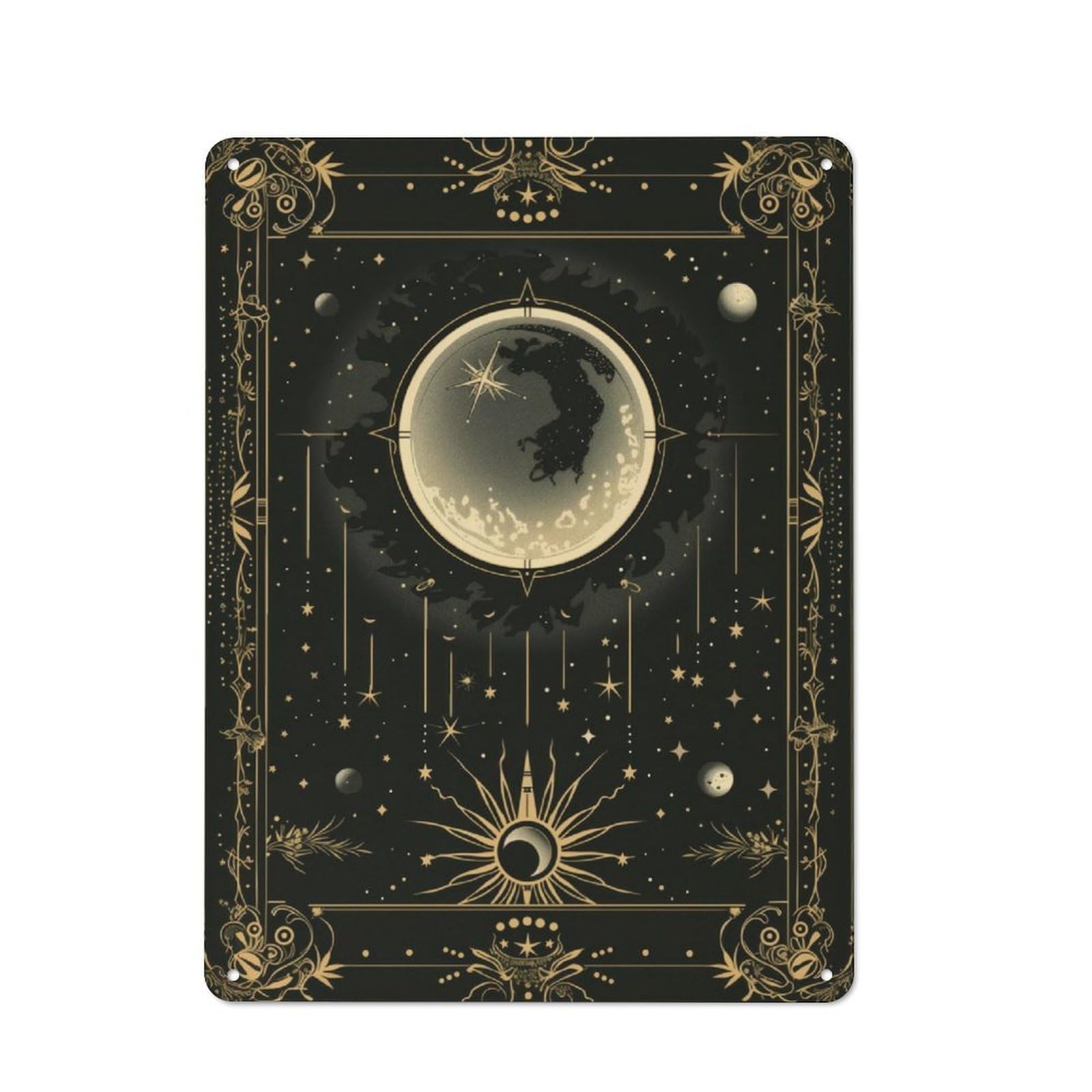 Junmoney Moonlit Orb Metal Plaque 40X30cm With For Workshop Wall, Retro Decor, For Garage, Workshop And Man Cave Decoration