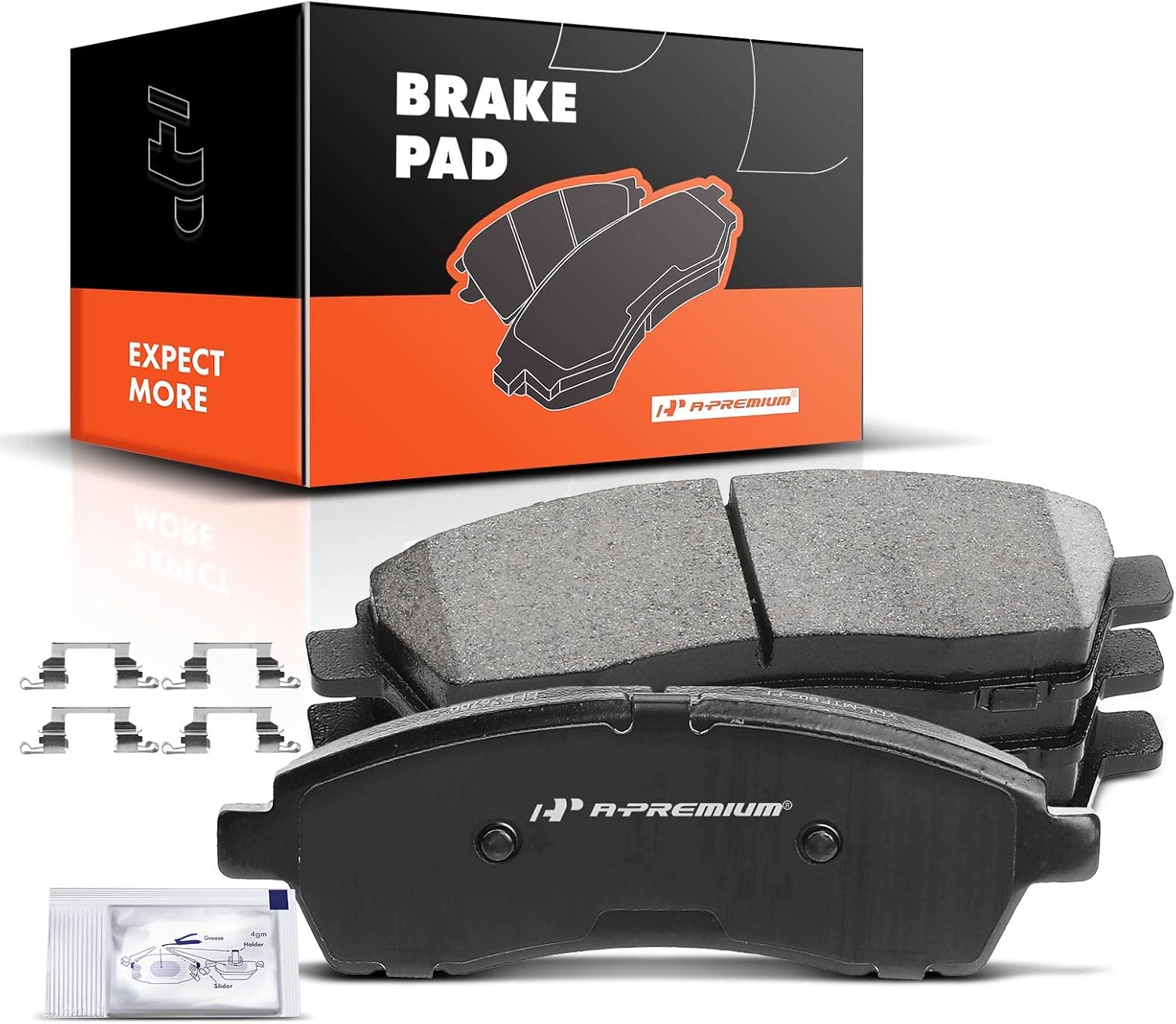 A-Premium Rear Ceramic Brake Pads Set Compatible with Ford Models - Excursion 2000-2005, For F-250 Super Duty/For F-350 Super Duty 1999-2004, with Hardware, 4-Pack