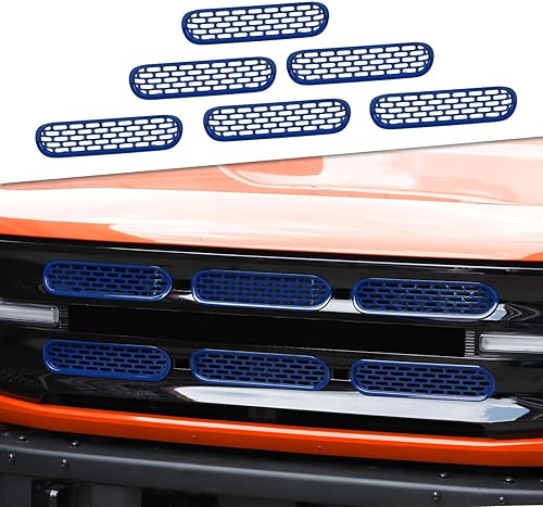Miniatura 15 de JeCar Insertos de rejilla delantera, marco de rejilla de malla, accesorios exteriores compatibles con Ford Bronco 2021-2023, negro mate