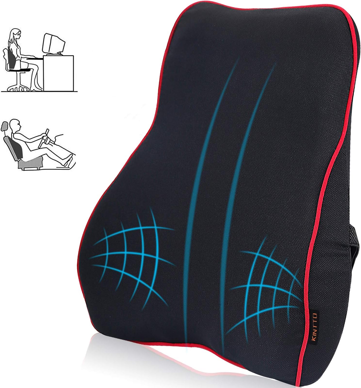 Back Cushion – Lumbar Support Pillow – Orthopedic Back Rest – Back Support Pillow for Office Chair Car and Wheelchair – Versatile Lumbar Support Cushion – Breathable, Memory Foam Orthopedic Pillow