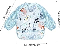 Vista 2 de PandaEar Paquete de 3 baberos de manga larga Babero impermeable de manga completa para bebés de 6 a 36 meses