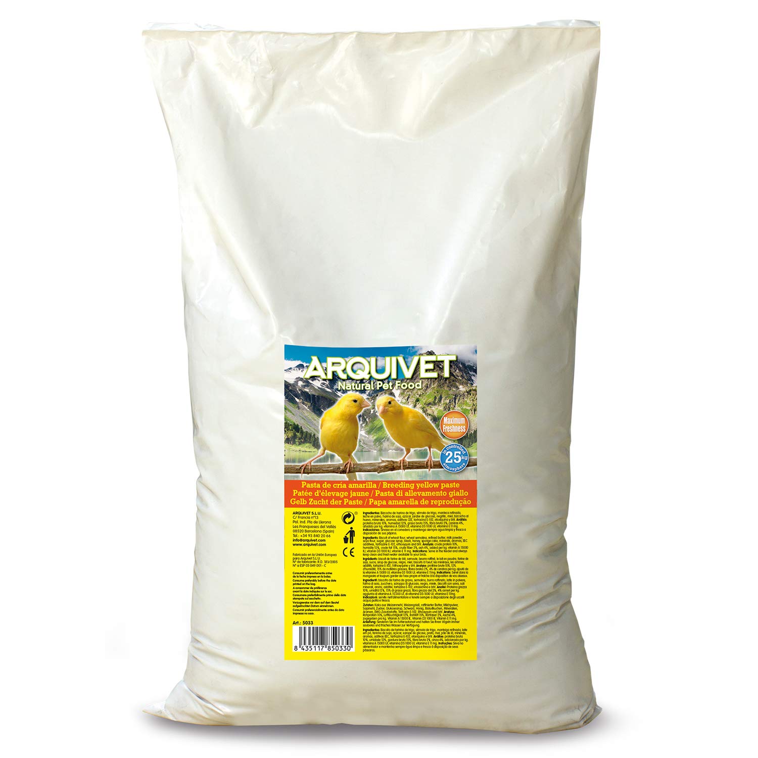 Arquivet, Pasta de cría Amarilla y Mantenimiento para pájaros, Sabor Neutro, Alimentación para Aves, Comida para Todo Tipo de pájaros y Especialmente de Plumaje Amarillo, 1 kg — view 3