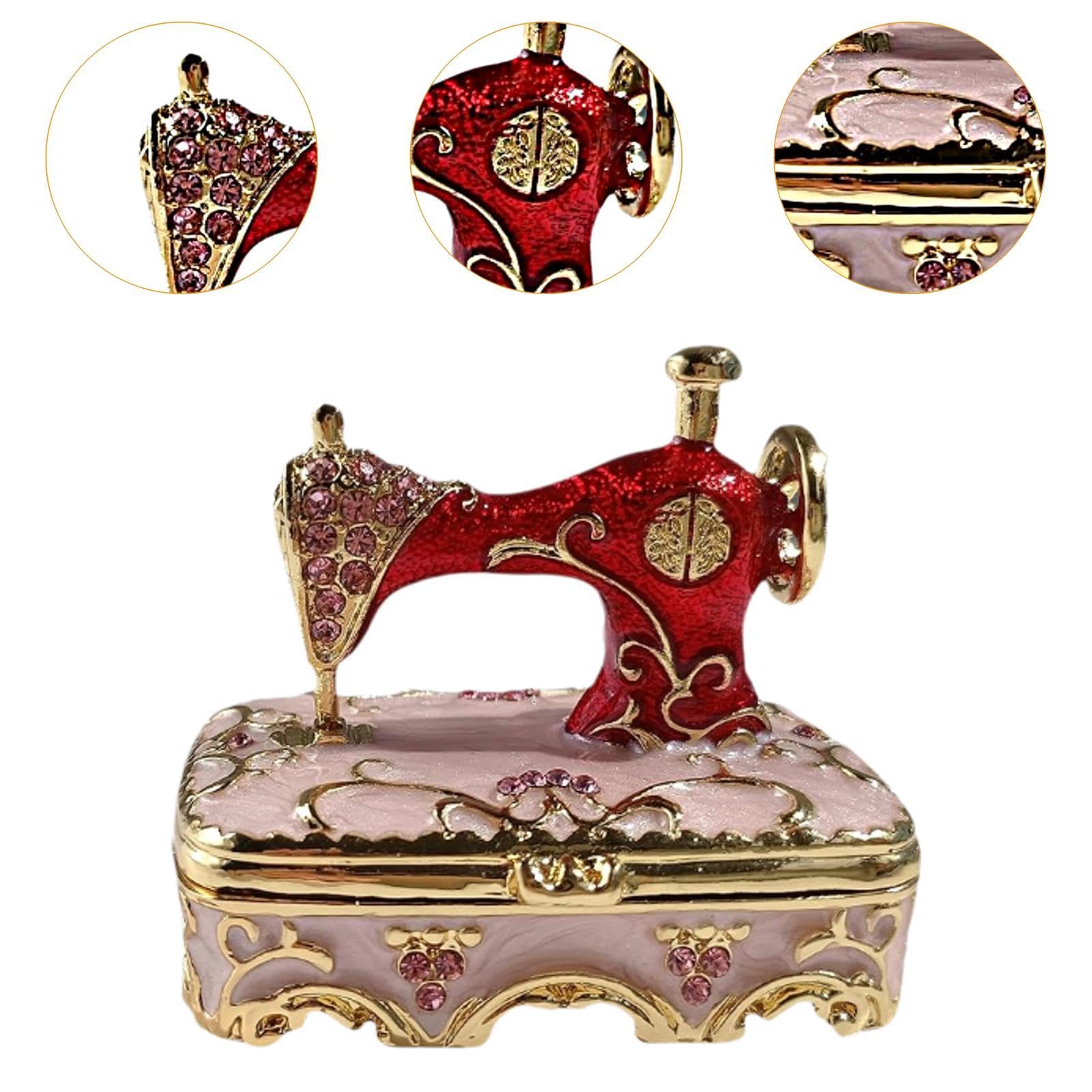 Coffre à Bijoux, Boîte à Trésors, Boîte Décorative en Forme de Machine à Coudre, Ornement pour Chambre, Vitrine de Magasin, Meuble, Pendentif en Forme, Rose