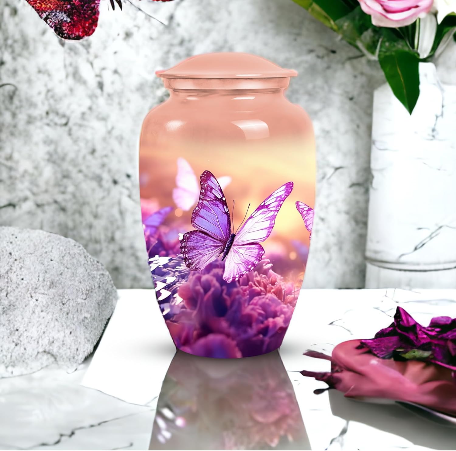 Butterfly Urn - Funeral Urns for Adult Ashes Men - Funeral Urns for Human Ashes - Large Urns for Human Ashes Adult Female - Cremation Urns for Ashes for Women - Cremation Urns (Size-10Inch)