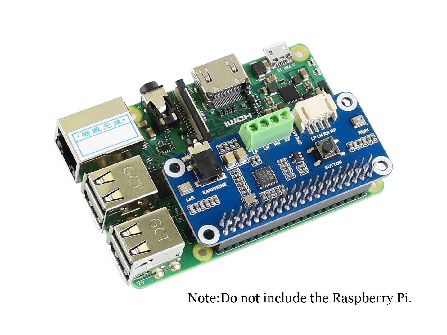 Waveshare WM8960 Hi-Fi Sound Card Hat Audio Module for Raspberry Pi Supports Stereo Encoding/Decoding Hi-Fi Playing/Recording Directly Drive Speakers to Play Music,I2S I2C Interface