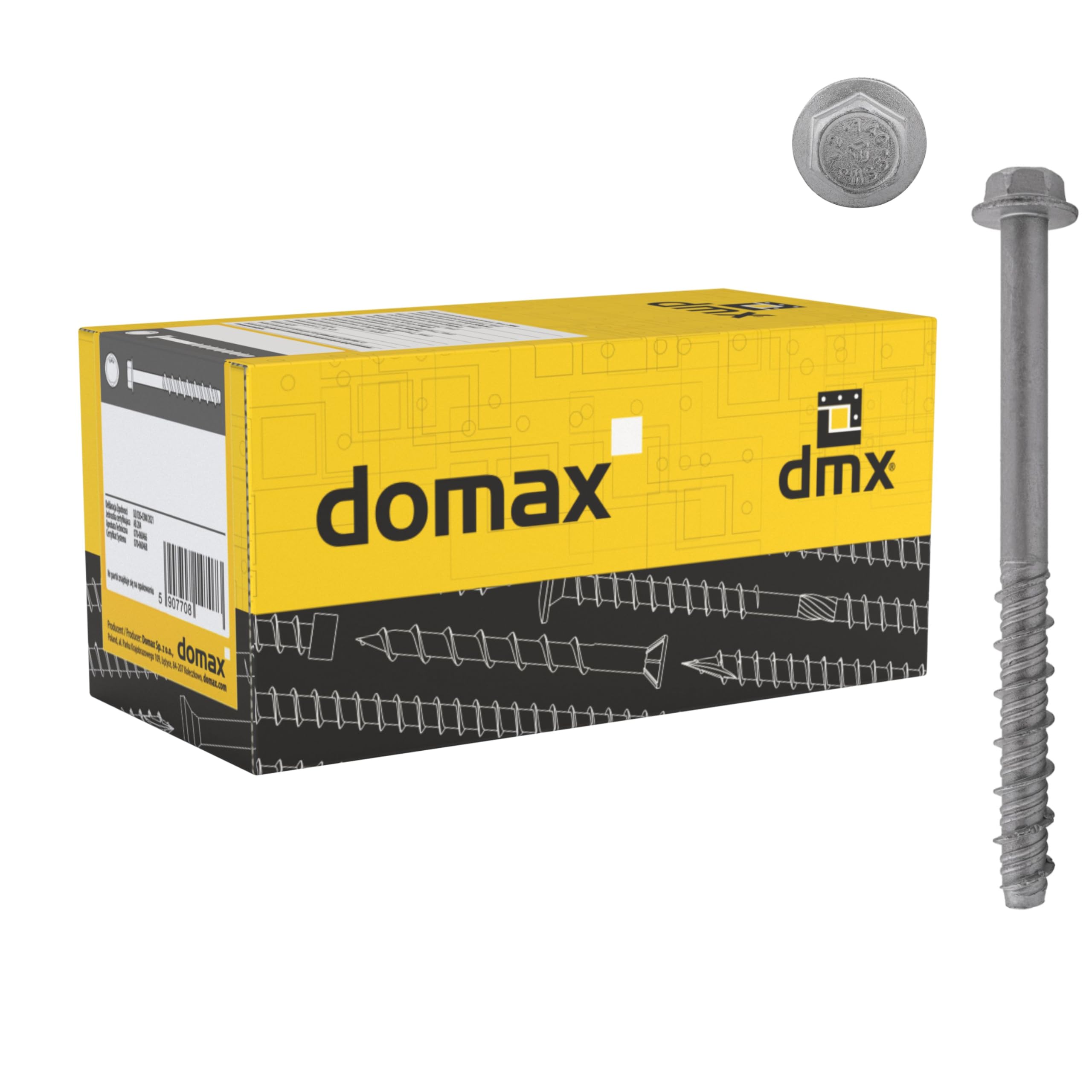 DMX - Betonschrauben Sechskant- Betonschraube Fassadenschraube Spezialschrauben Gasbetonschrauben, gehärteter Kohlenstoffstahl mit Korrosionsschutz 12,5mm - 20 Stk - PBW - 12,5x200