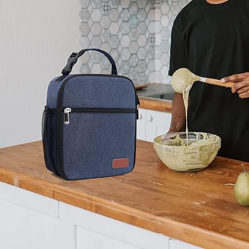 Miniatura 6 de HABOPET Lonchera para hombres y mujeres, bolsa de almuerzo duradera para adultos y niños, reutilizable, pequeña, color azul