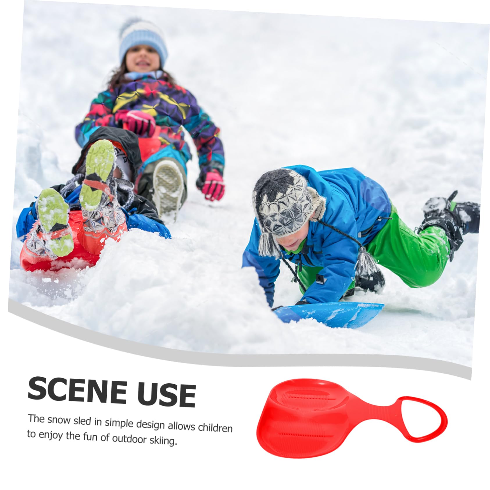 NAMOARLY Snow Sledding Toy Boys and Girls Winter Supply Large Sliding Board Red Plastic Skiing Boards for Family Fun
