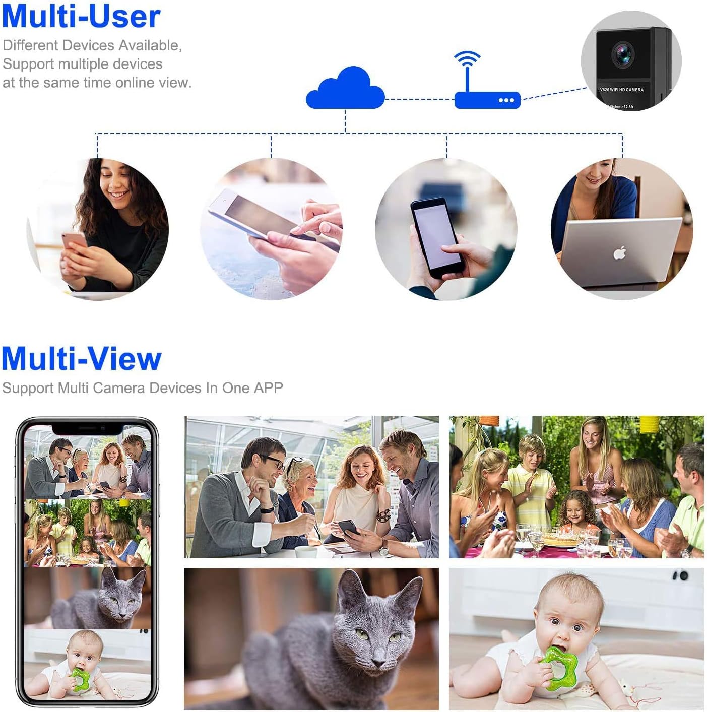 Hidden Spy Camera, WiFi 1080P Video Mini Camera Wireless Covert Security Cameras 150° Wide Angle Nanny Cam with DIY Interchangeable Lens/Night Vision/Motion Activated for Home Surveillance