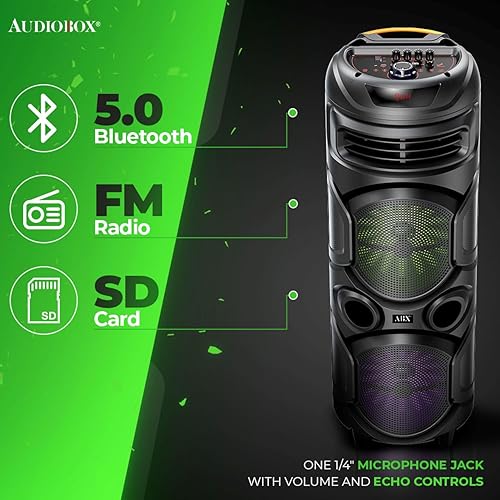Miniatura 4 de Audiobox ABX-2900R - Altavoz Bluetooth dual de 8 pulgadas para fiesta, peso ligero con luces RGB, sonido de doble canal para fiestas, DJ, listo para