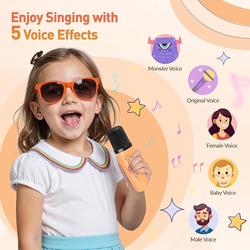 Vista 74 de Mini máquina de karaoke para niños y adultos, altavoz Bluetooth portátil con micrófono inalámbrico, para niñas de 4, 5, 6, 7, 8, 9, 10 y 12 años