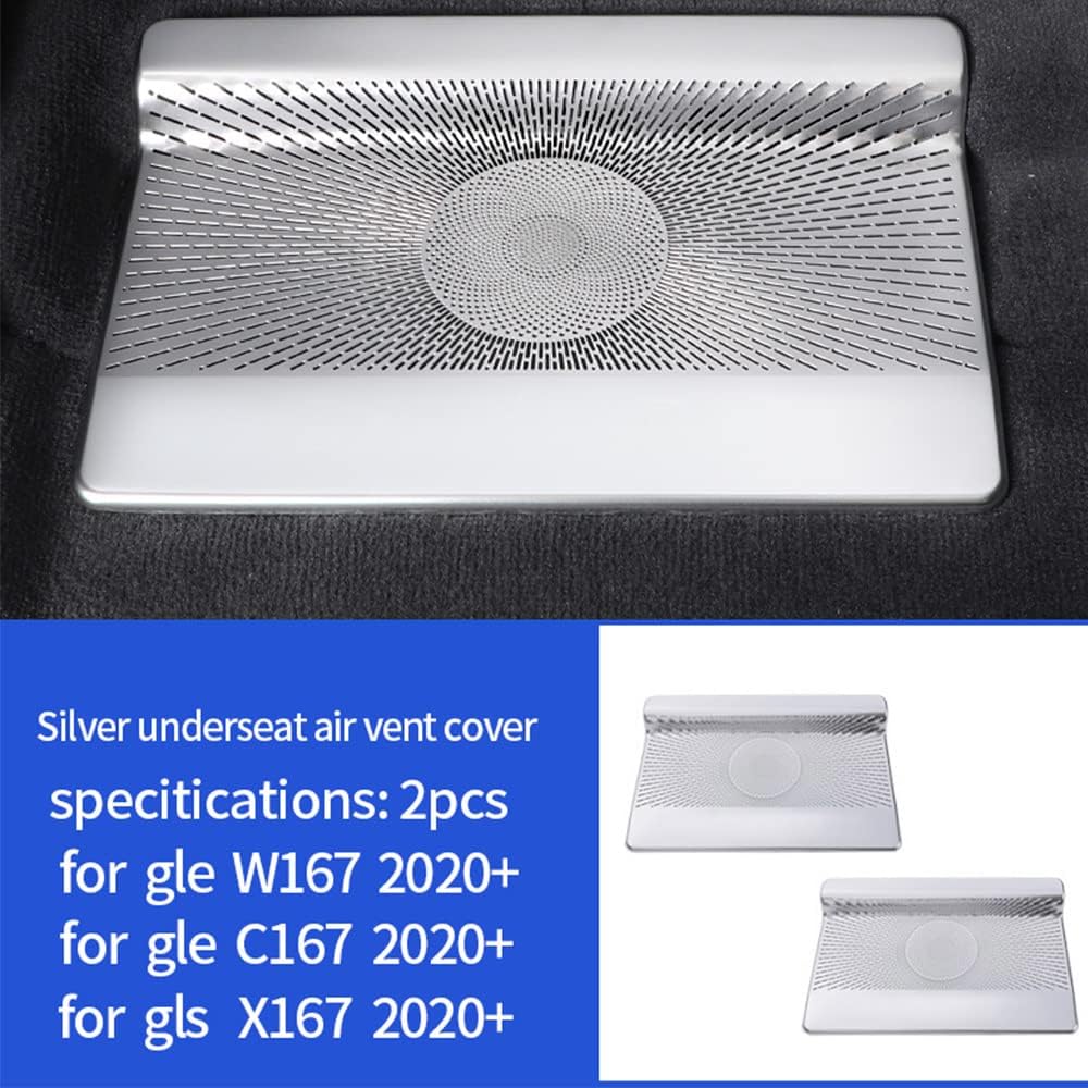 Car Accessory Rear Under Seat Air Vent Cover Protector Trim for Mercedes-Benz GLE350 W167 GLE450 53 AMG 580 63 AMG S GLS450 X167 GLS580 63 AMG Interior Accessories (Under Seat Air Vent Cover 2pcs)