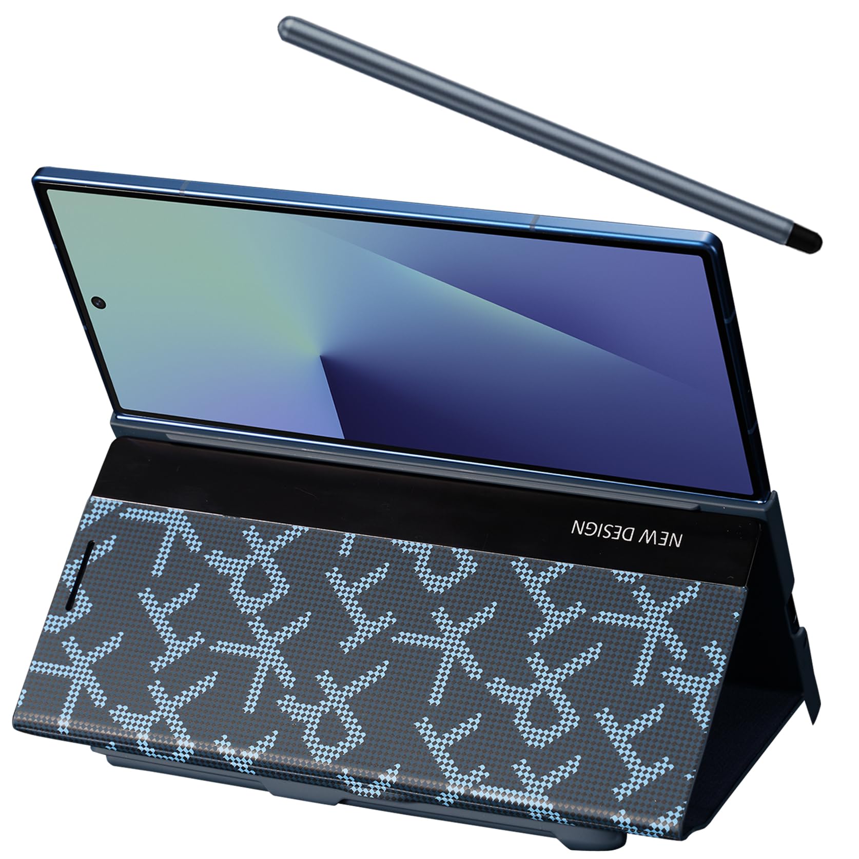 per la custodia del telefono Samsung Galaxy Z Fold7 con slot per S Pen, La penna stilo è inclusa, Cover in pelle PU per Samsung Z Fold 7 con cavalletto-Blu