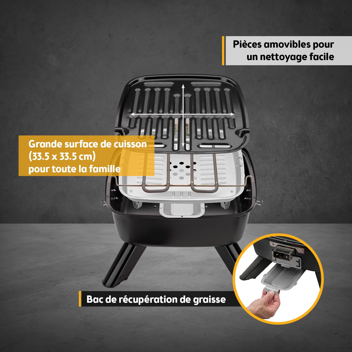 TZS 2in1 gril électrique gril sphérique - gril électrique hybride BBQ extrêmement stable & compact pour balcon - gril de table 2000 watts électrique ou au charbon de bois -montage & nettoyage faciles