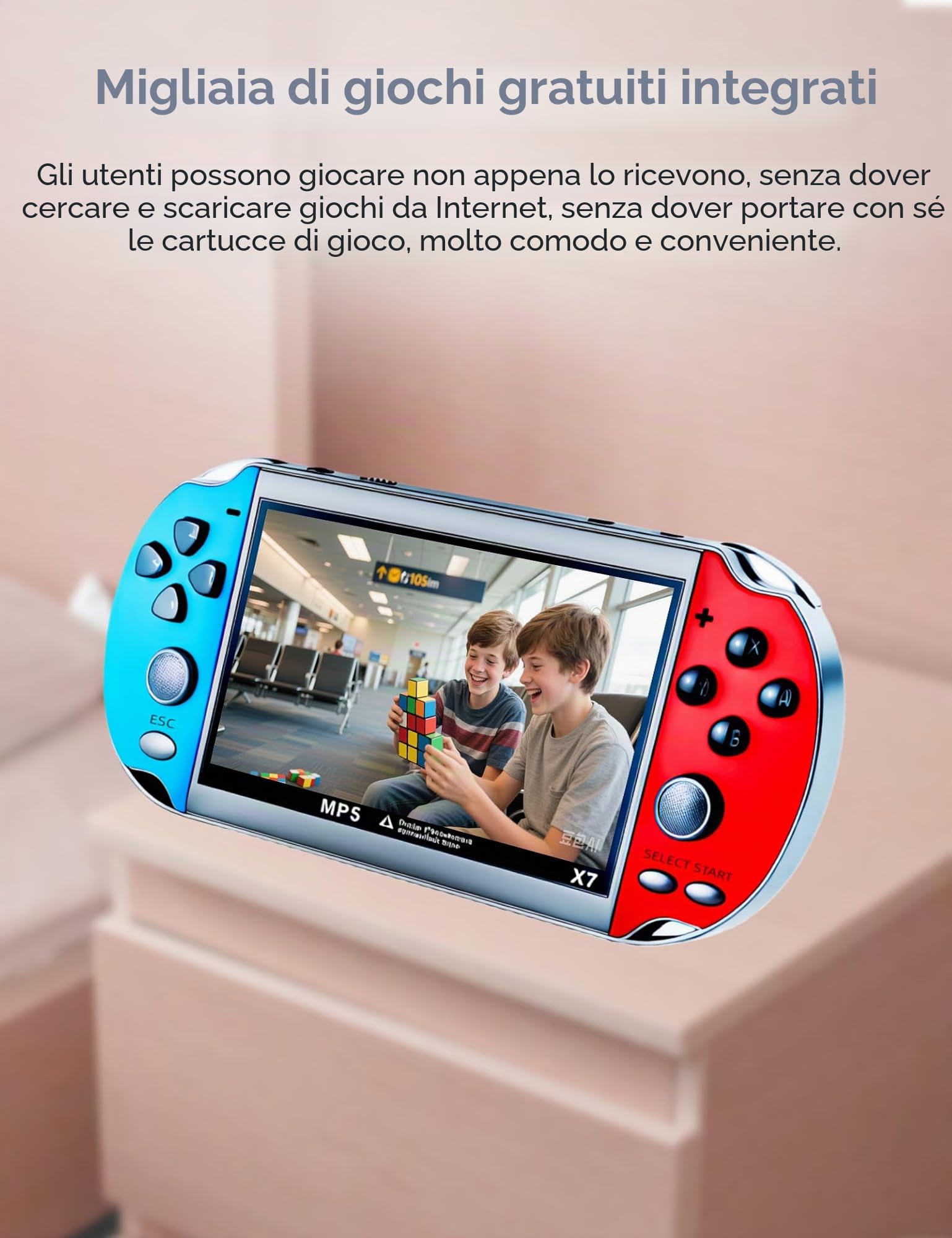 CZT Console retrò da 4,3 pollici, console da gioco portatile con 3000 giochi integrati, che supporta giochi MP3/MP4, console portatile per bambini, simulatore di arcade e regali per bambini (blu)