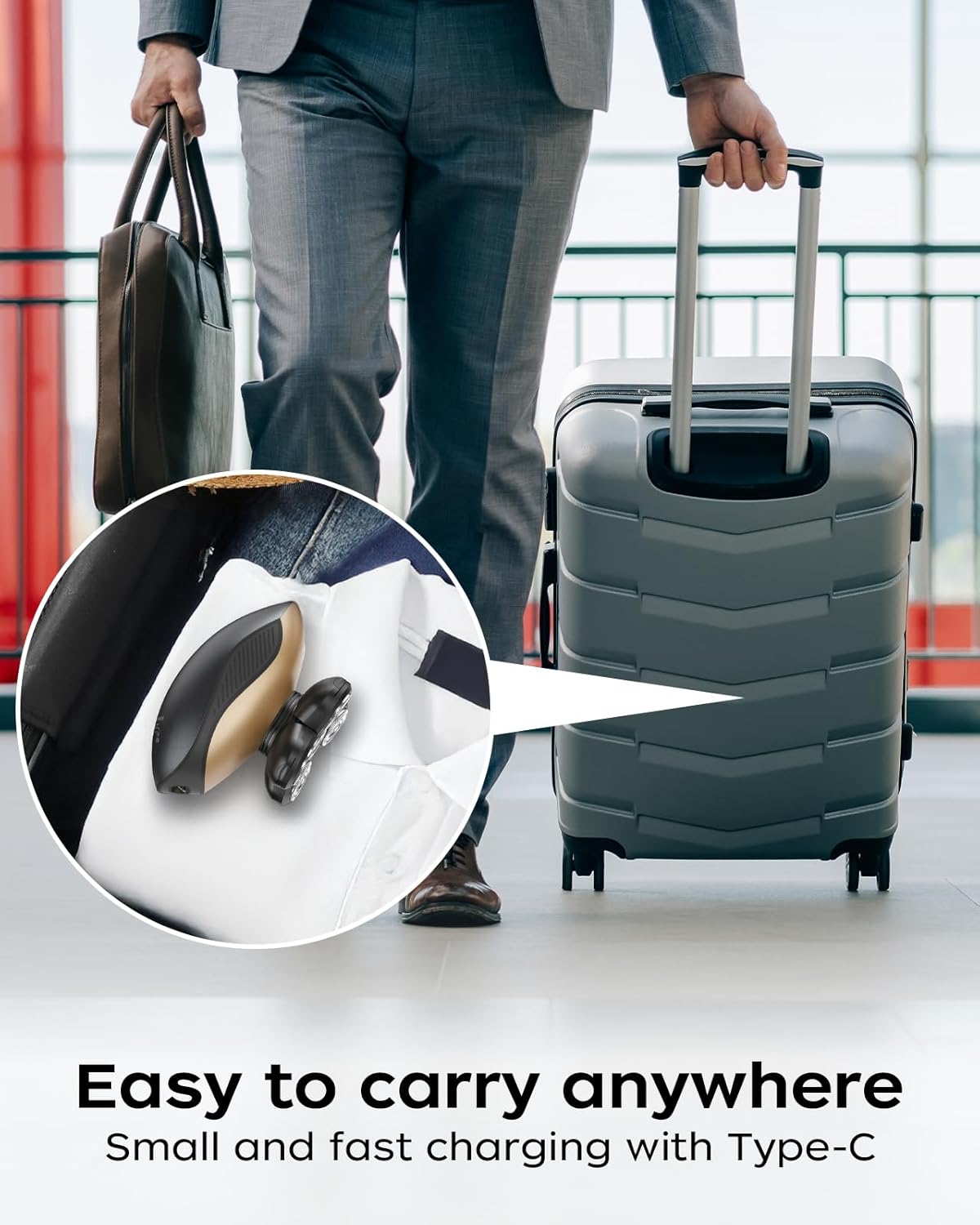 Electric Razor for Men, Head & Body Hair Shaver for Men, Cordless Rechargeable Wet/Dry Bald Head & Groin Waterproof Razor with Rotary Blades,Clippers, Beard Trimmer,Nose Trimmer, Brush (Golden) - Image 6