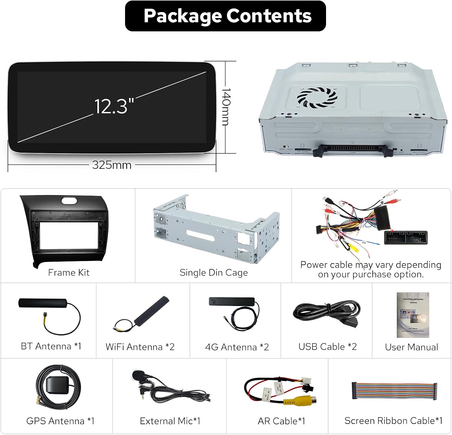 JOYING Car Radio for Kia Forte 2014-2018 with Wireless Carpaly & Android Auto, 12.3 Inch QLED Touch Screen Android 13 Car Stereo 12GB+256GB with AM/FM, Bluetooth, 5G WiFi(JY-KT900N12)