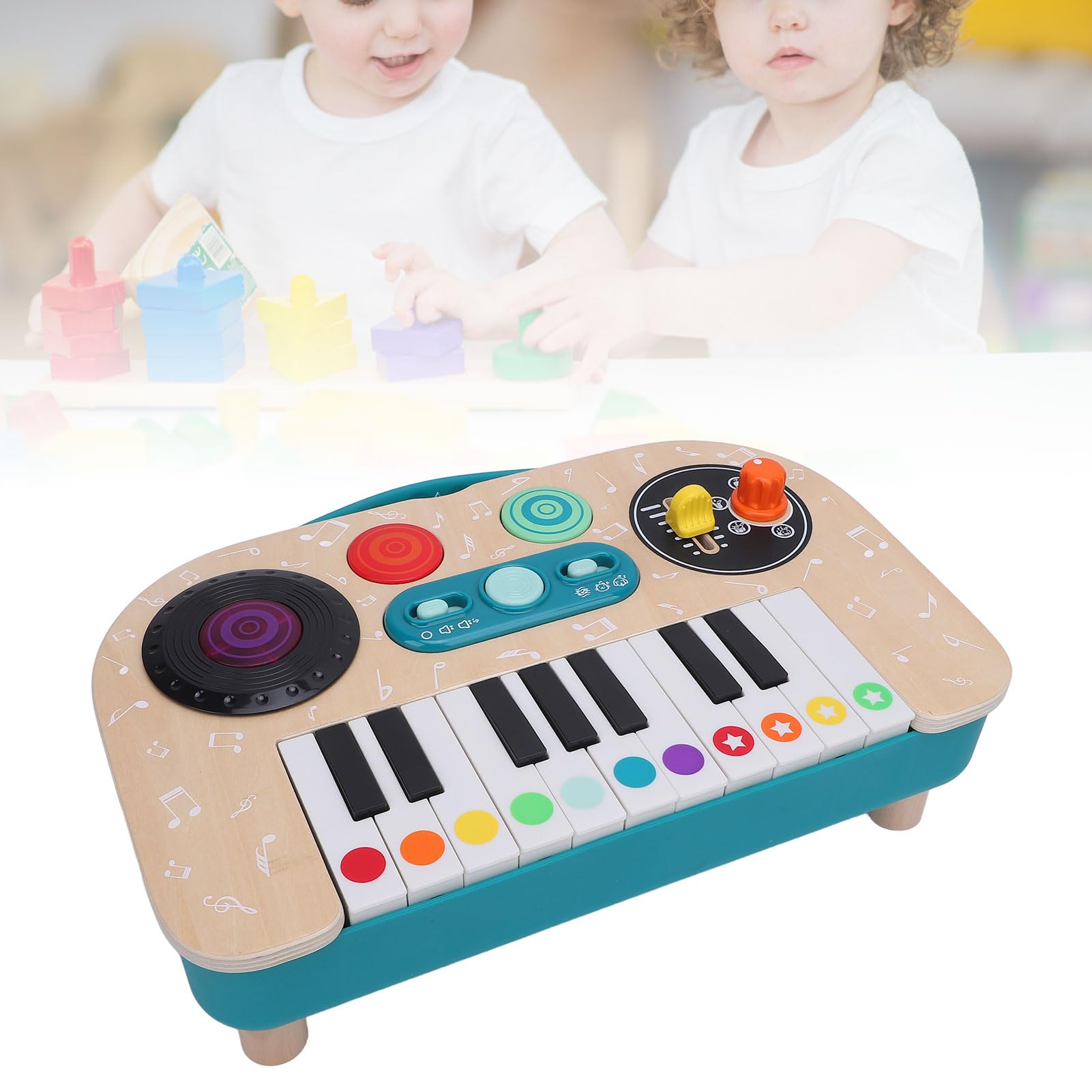 Zestaw Muzyczny dla Dzieci Fortepian Edukacyjny Kolorowy Mikser DJ-ski dla Dzieci w Wieku 3+ Przenośny Plastik do Użytku w Pomieszczeniach i na Zewnątrz