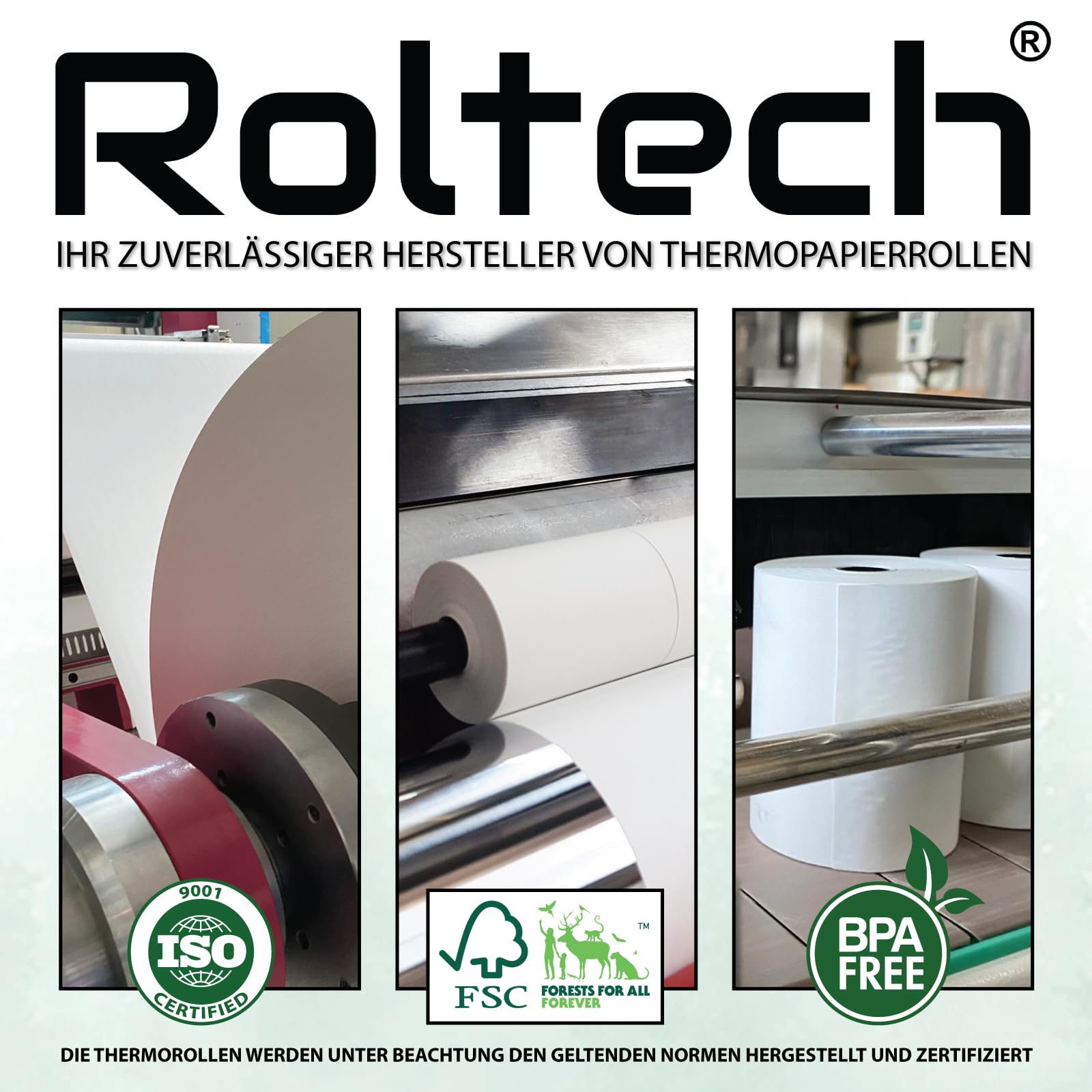 50 Thermorollen | 57mm x 25m x 12mm | mit SEPA-Lastschrifttext | BPA frei | EC Cash | Kassenrollen | Thermopapier | Bonrollen | Premium Qualität (50 Rollen)