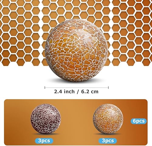 Miniatura 4 de Juego de 6 bolas redondas de mosaico de vidrio de 2.5 pulgadas, para sala de estar, tazones de mesa, jarrones, centros de mesa para el hogar, orbes