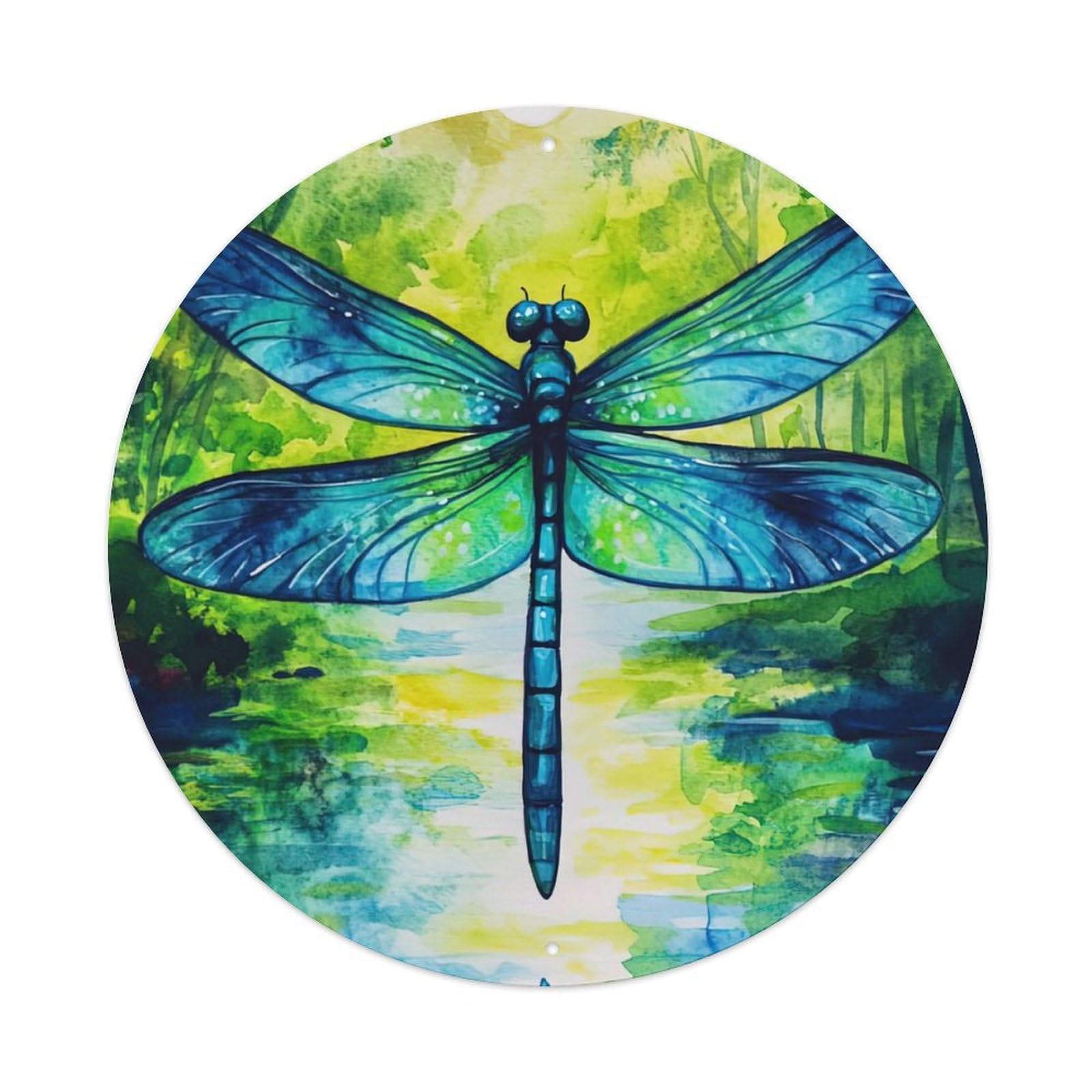 Animal Artwork Dragonflies in The Forest Vintage Metal Tin Sign Plaque Wall Decor for Cafe, Club Bar, Office, Garden Metal Poster 8x8Inch