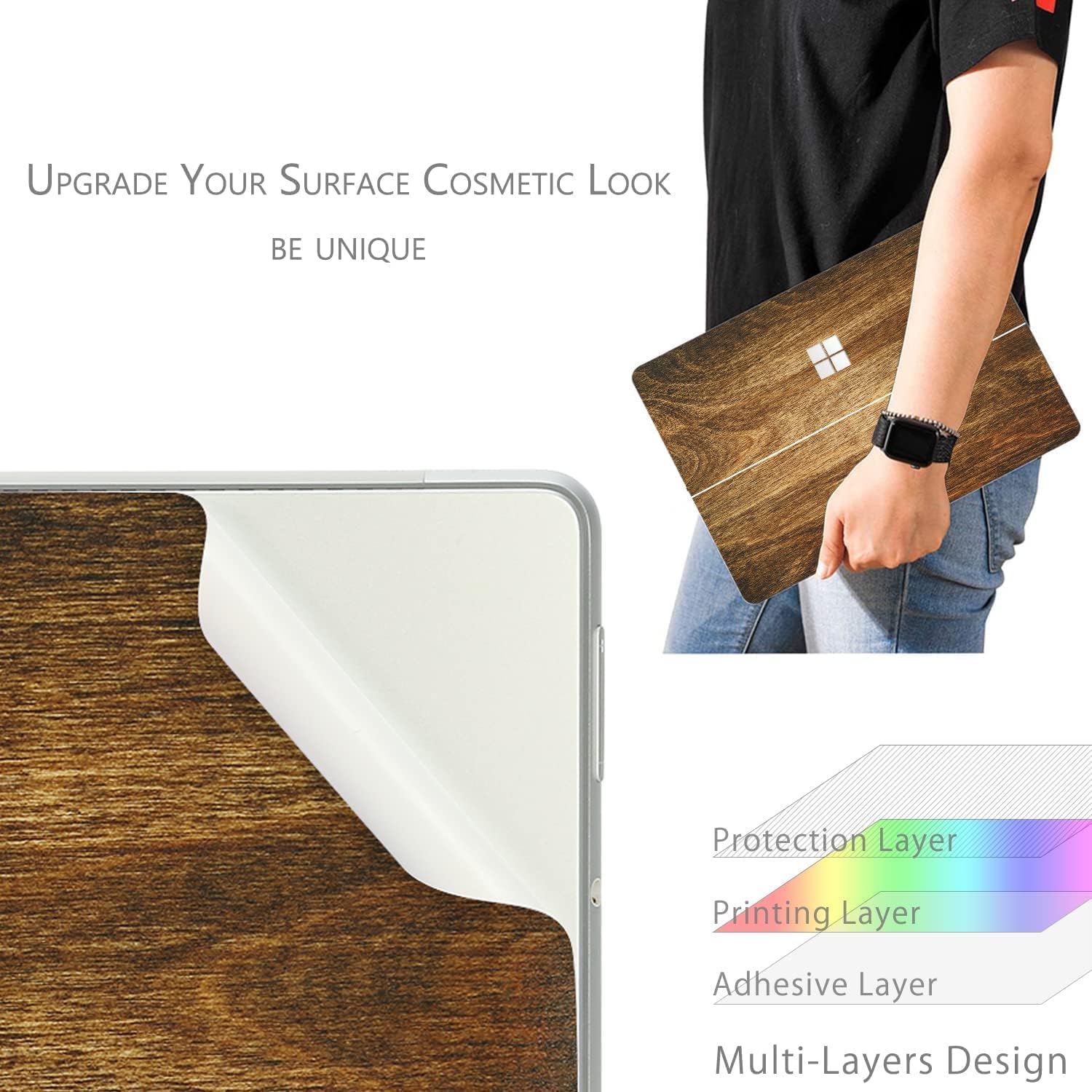 Protective Skin Decal Sticker for 2022-2026 Surface Pro 13" [Wood Texture] image 4