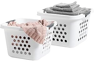 IRIS USA Square Plastic Laundry Baskets Built-In Comfort Carry Handles