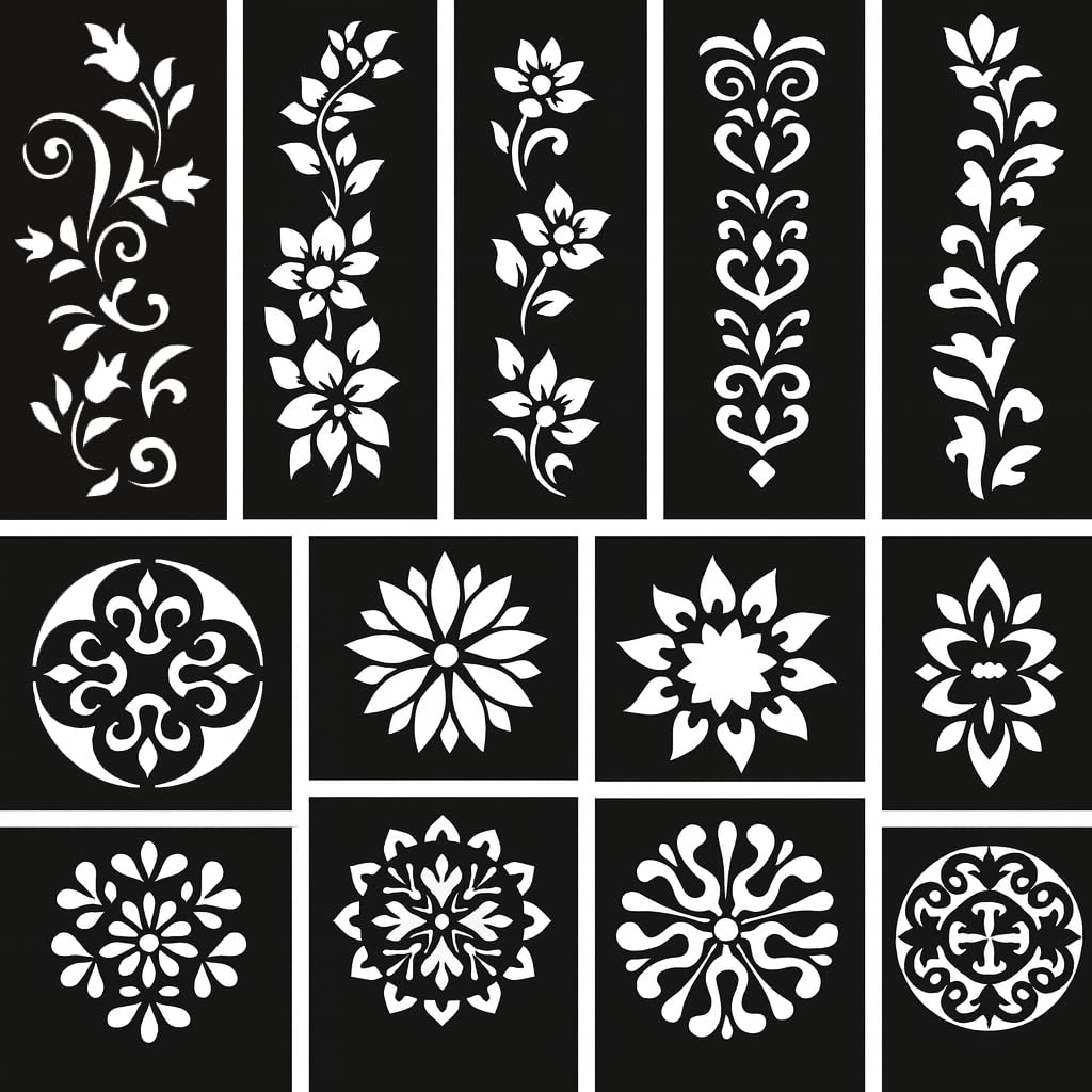 Saraa Enterprises Reusable Henna Tattoo Stencils Set for Hands & Forearm | Indian Mehendi Stencils for Women, Girls & Kids | Easy to Use in 4 Steps | Full Hand & Combo Pack Designs 2-image-18