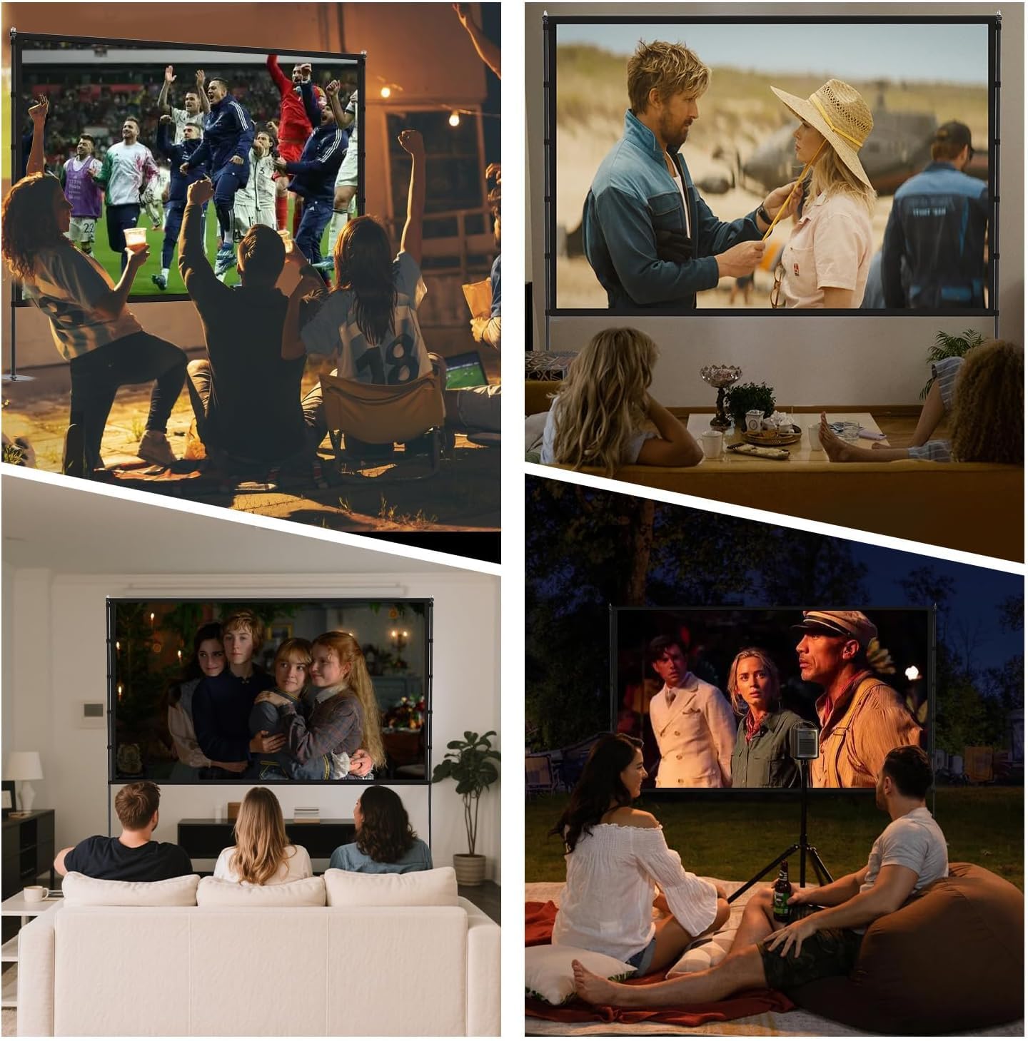 STWUI Outdoor Projector Screen with Stand-100 Inch 16:9 4K HD Portable Projector Screen Outdoor Indoor Front & Rear Projection Screen Lightweight Movie Screen with Carry Bag for Home,Backyard,Camping view 6