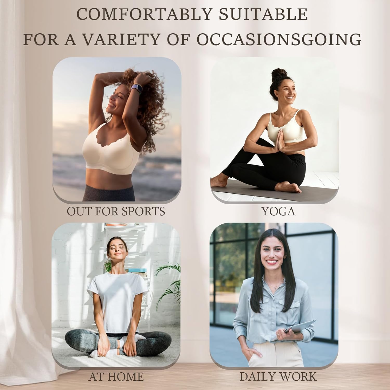 Wireless Bras for Women, Comfortable No Underwire Seamless Push Up Everyday Bras with Adjustable Straps - Image 6