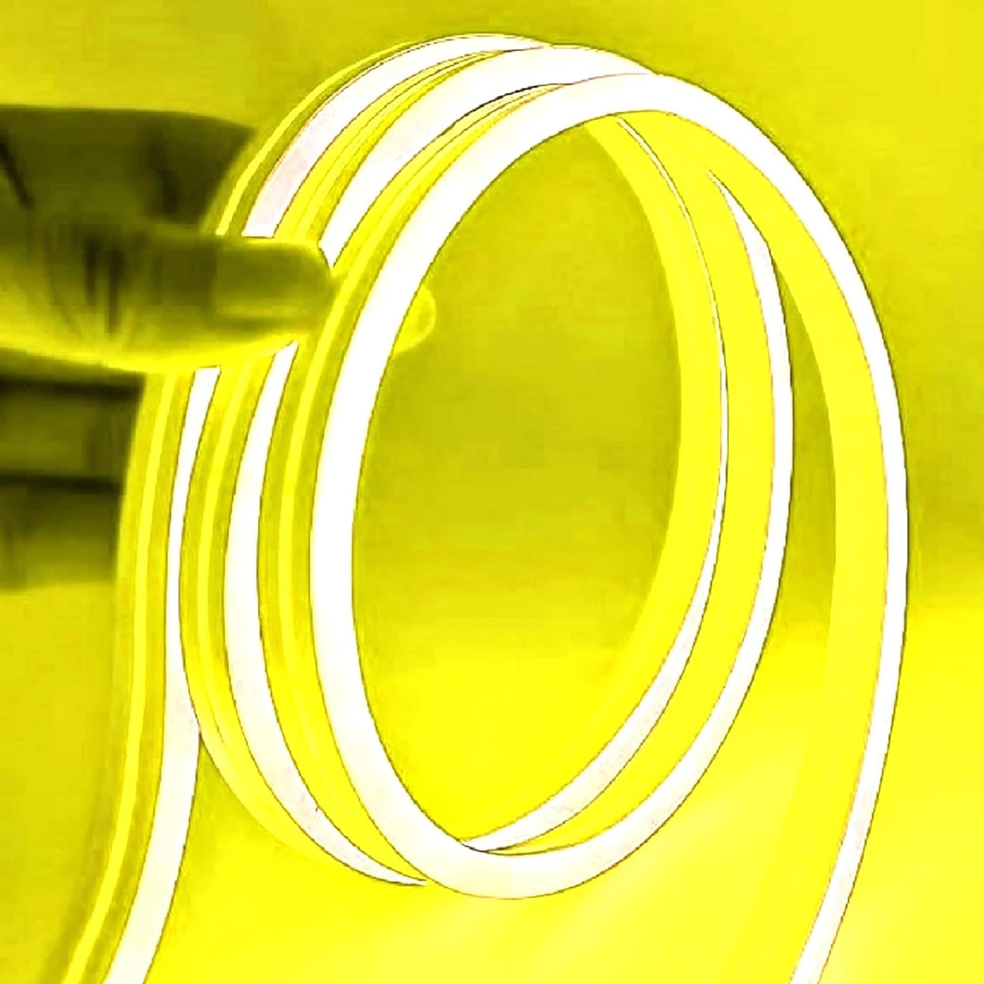 AURACELL® 1 Meter 12v DC Yellow LED Neon Strip Rope Lights, Flat Silicone Neon Rope Light Flexible Cuttable String Neon LED Strips for Indoor Outdoor Decoration - 1 Meter Long (Yellow)