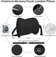 Vista 2 de Almohada de apoyo lumbar con correas ajustables para aliviar el dolor de espalda baja. Almohada de apoyo lumbar de espuma viscoelástica